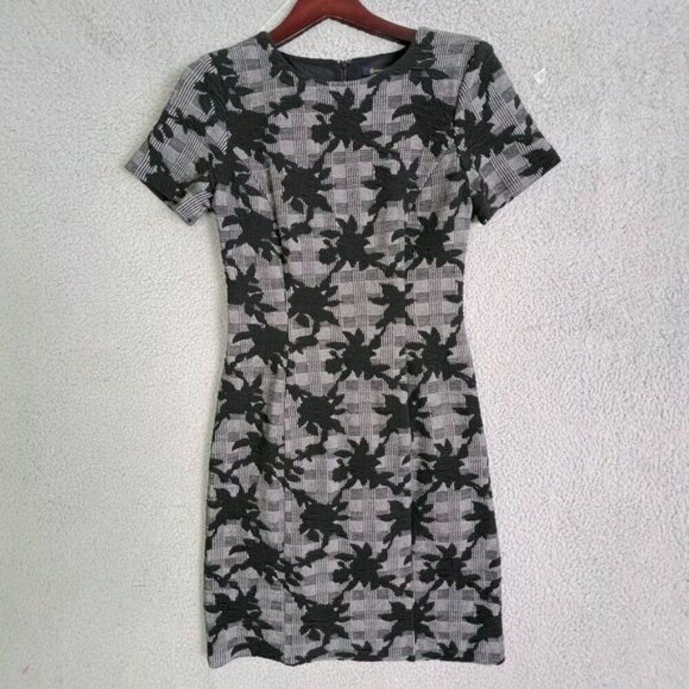 BROOKS BROTHERS WOMENS GRAY AND BLACK FLORAL EMBROIDERED DRESS SIZE 10 - Picture 2 of 11